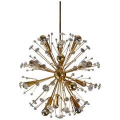 1950s Elegant gilt Starburst Sputnik Snowflake Chandelier from Emil Stejnar