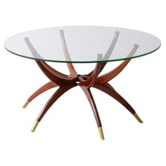 1950's Elegant low table with 6 legs in curved wood
