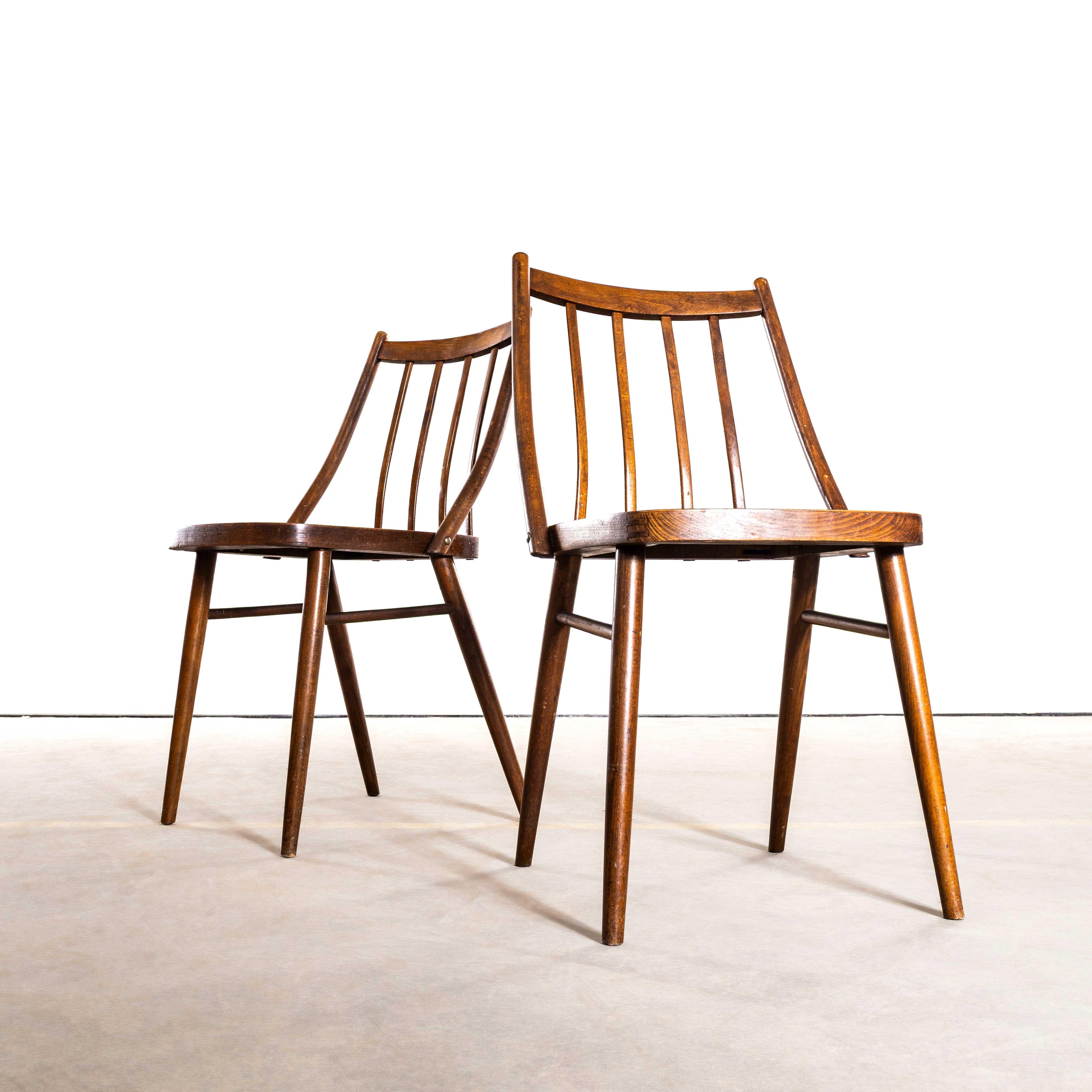 Mid-20th Century 1950's Elegant Scoop Back Bentwood Dining Chairs - Pair For Sale