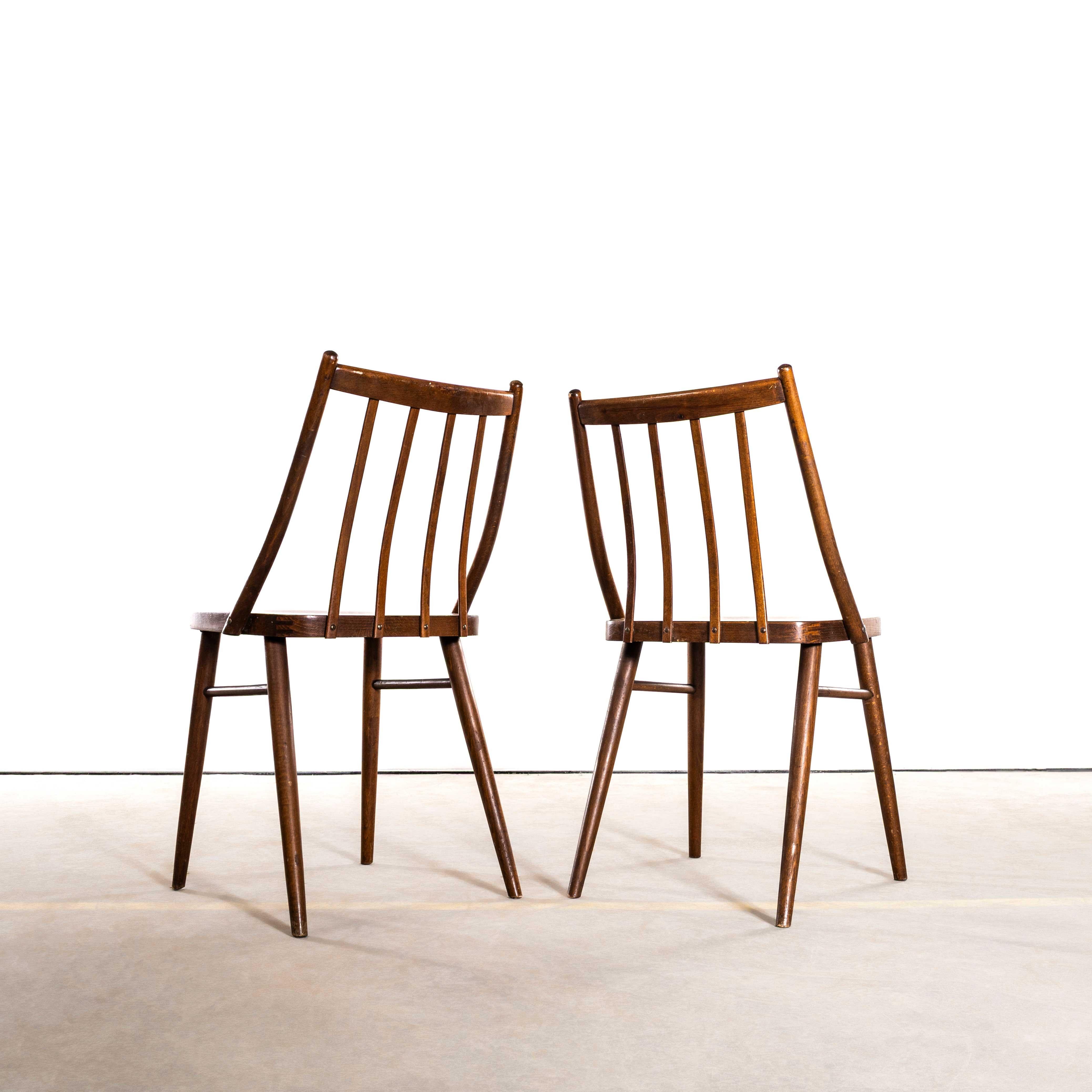 1950's Elegant Scoop Back Bentwood Dining Chairs - Pair For Sale 2