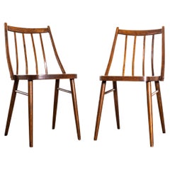 Sedie da pranzo in legno curvato con schienale a spiovente degli anni '50 - Coppia