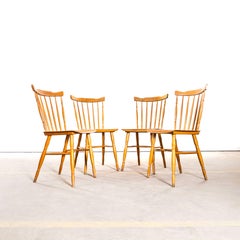1950’s Elegant Stick Back Lipped Seat Dining Chairs – Set Of Four