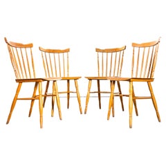 1950’s Elegant Stick Back Lipped Seat Dining Chairs – Set Of Four