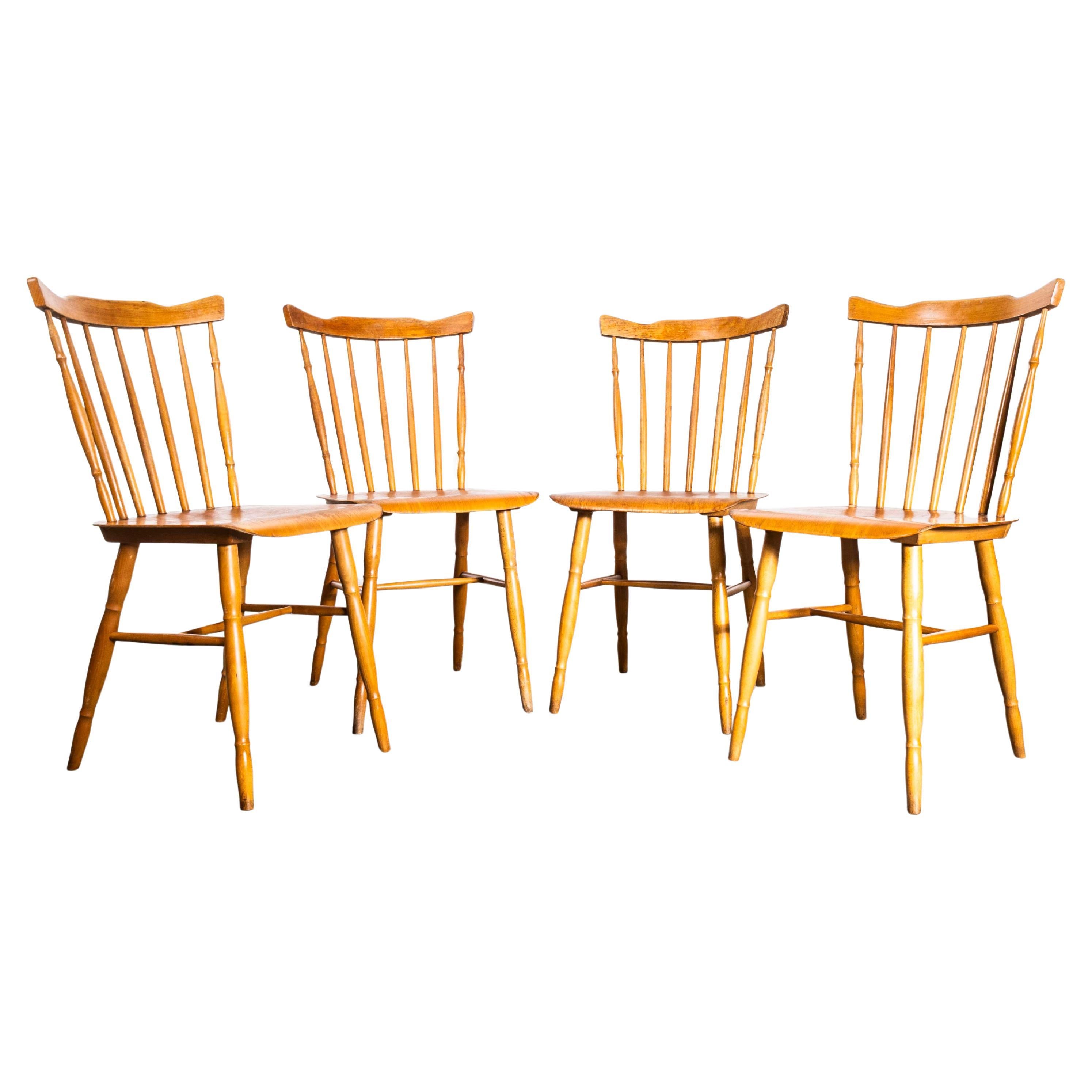 1950's Elegant Stick Back Lipped Seat Dining Chairs - Set Of Four For ...