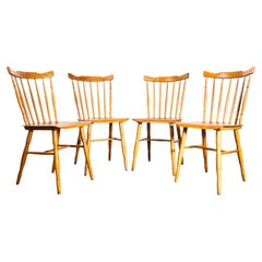 1950's Elegant Stick Back Lipped Seat Dining Chairs - Set Of Four