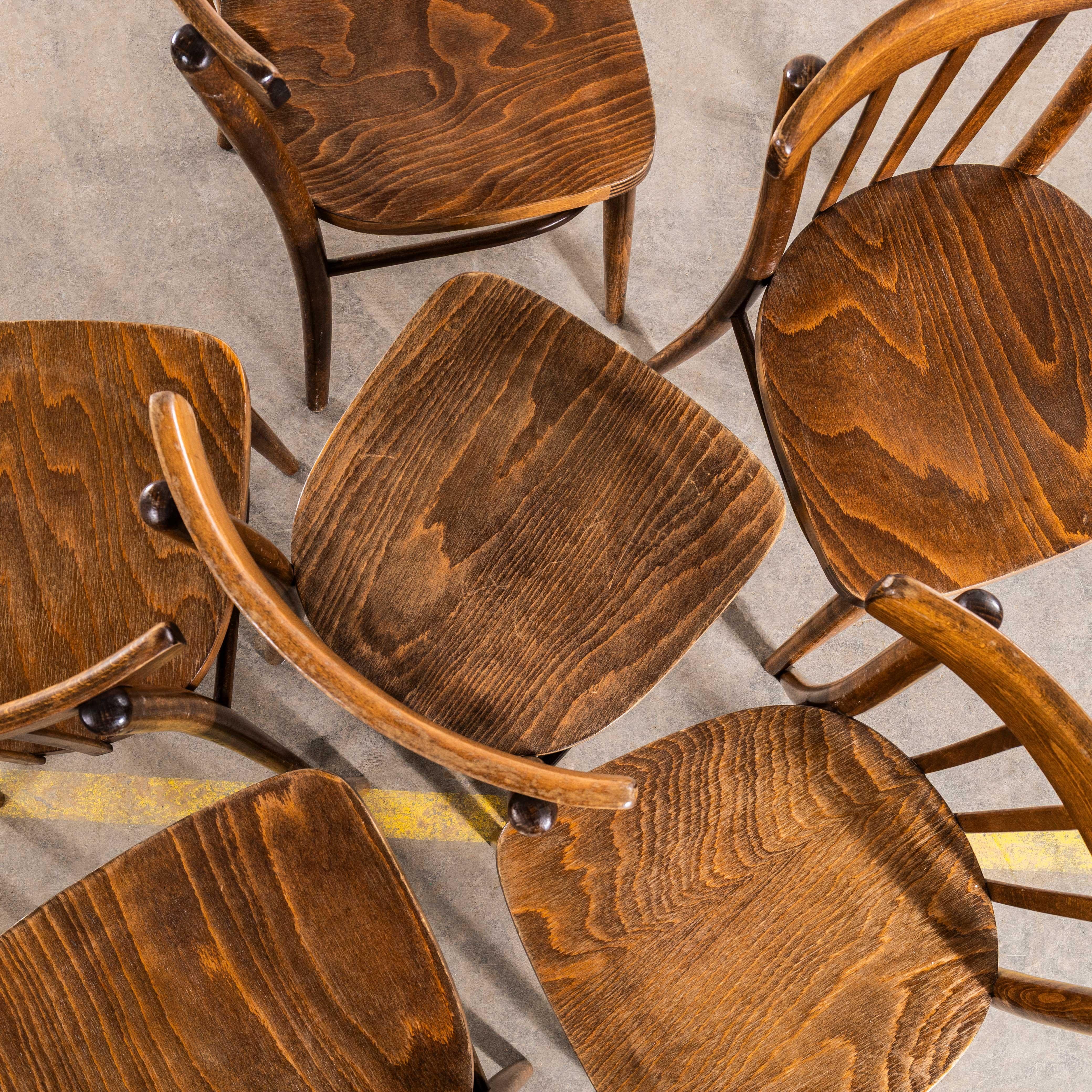 Sedie da pranzo alte in bengala Eleg degli anni '50 di Ton - Set di sei In condizioni buone in vendita a Hook, Hampshire