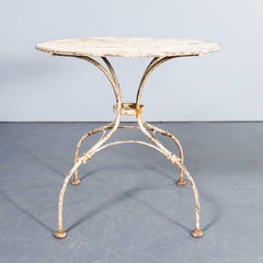 1950's Elegant White French Round Outdoor Metal Table