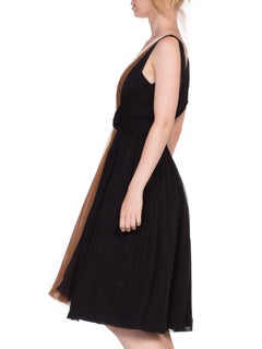 Gonna intera stile Elizabeth Taylor di Helen Rose del 1950, in chiffon di seta bianco e nero