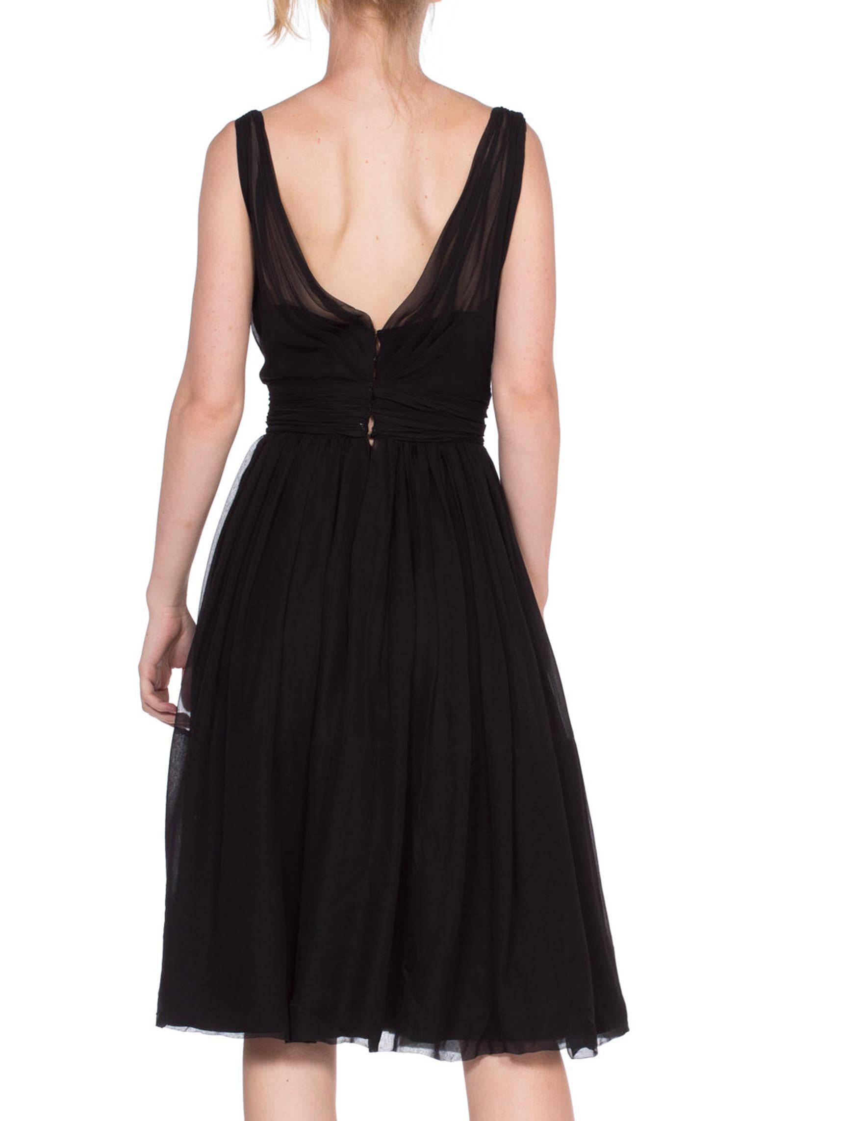 Women's 1950'S HELEN ROSE Black & White Silk Chiffon Elizabeth Taylor Style Full Skirt  For Sale