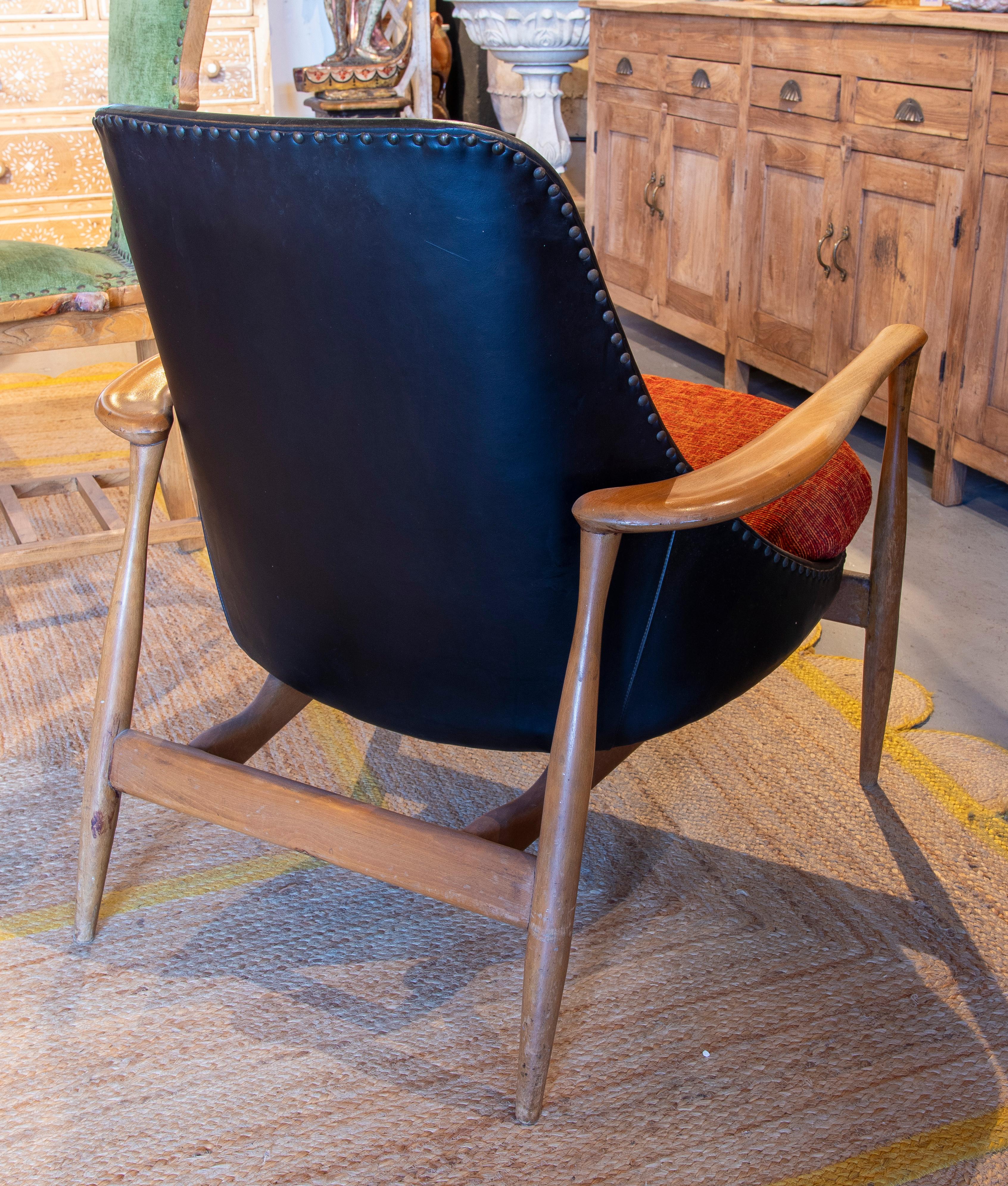 Cuir Chaise longue Elizhabet des années 1950 par le designer Ib Kofod-Lars en vente