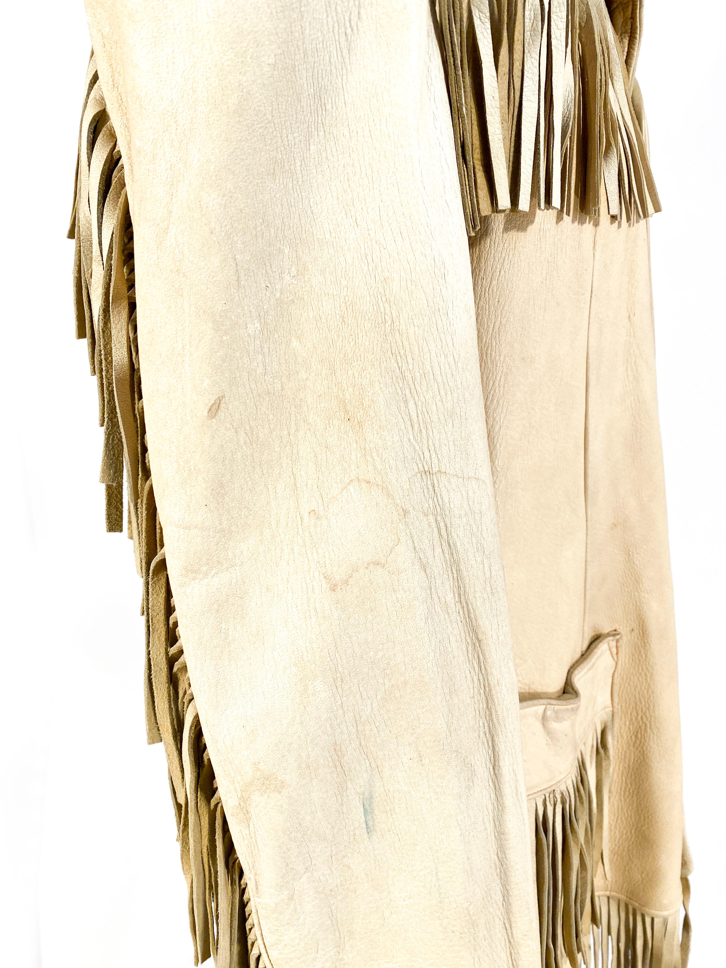 Beige 1950s Elk Fringe Handmade Jacket