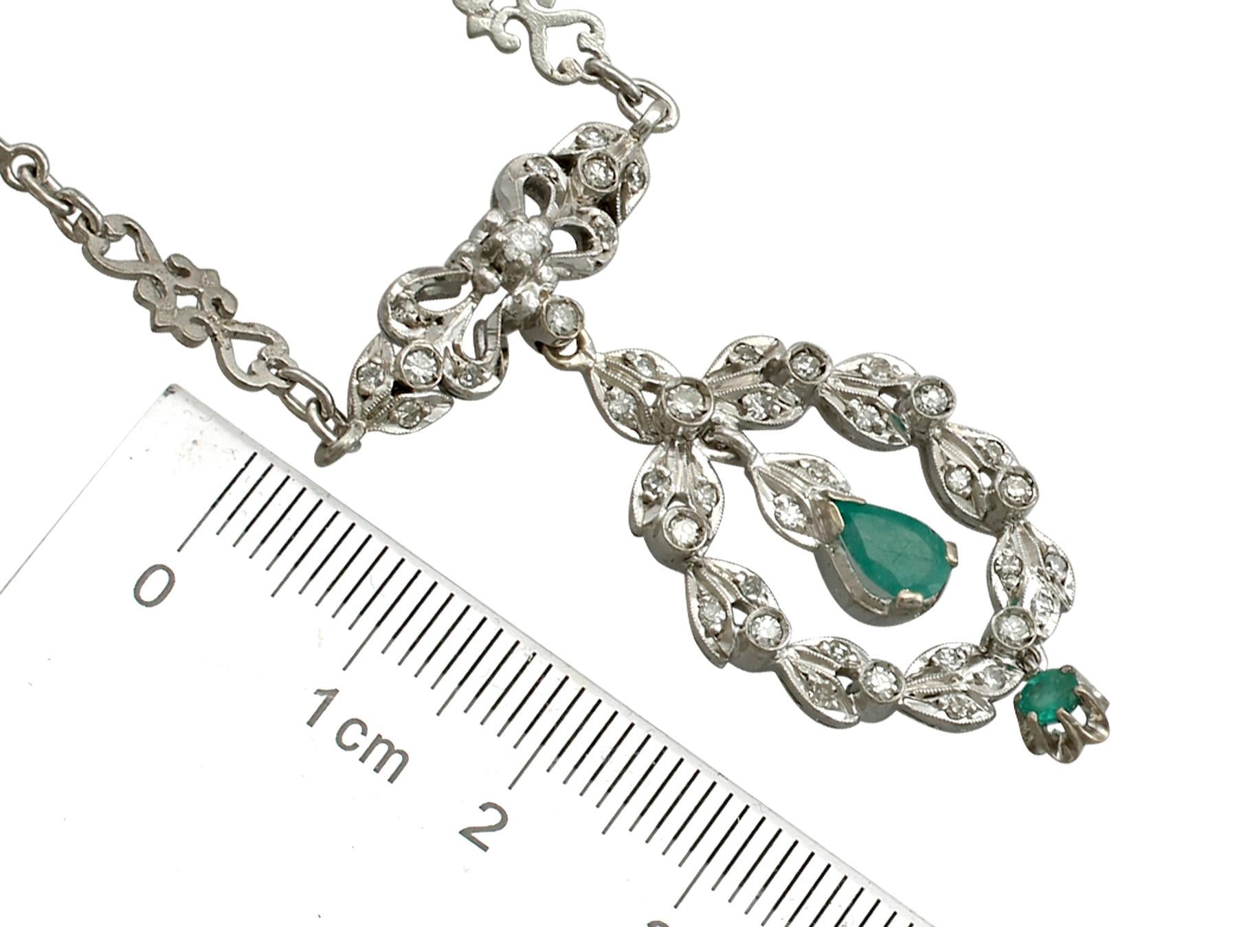 1950s Emerald and 1.02 Carat Diamond White Gold Necklace 2