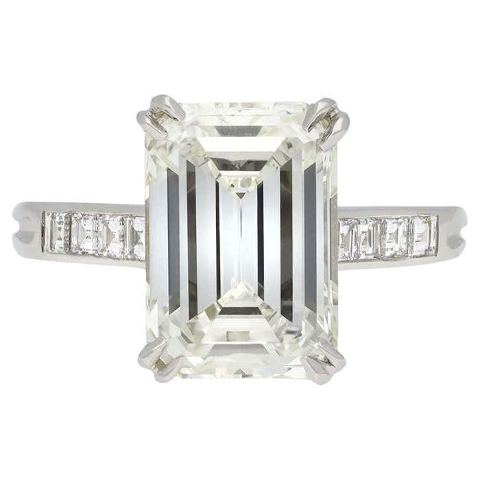 1950s emerald-cut diamond platinum ring at 1stDibs | kim kardashian ...