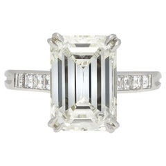 1950s emerald-cut diamond platinum ring