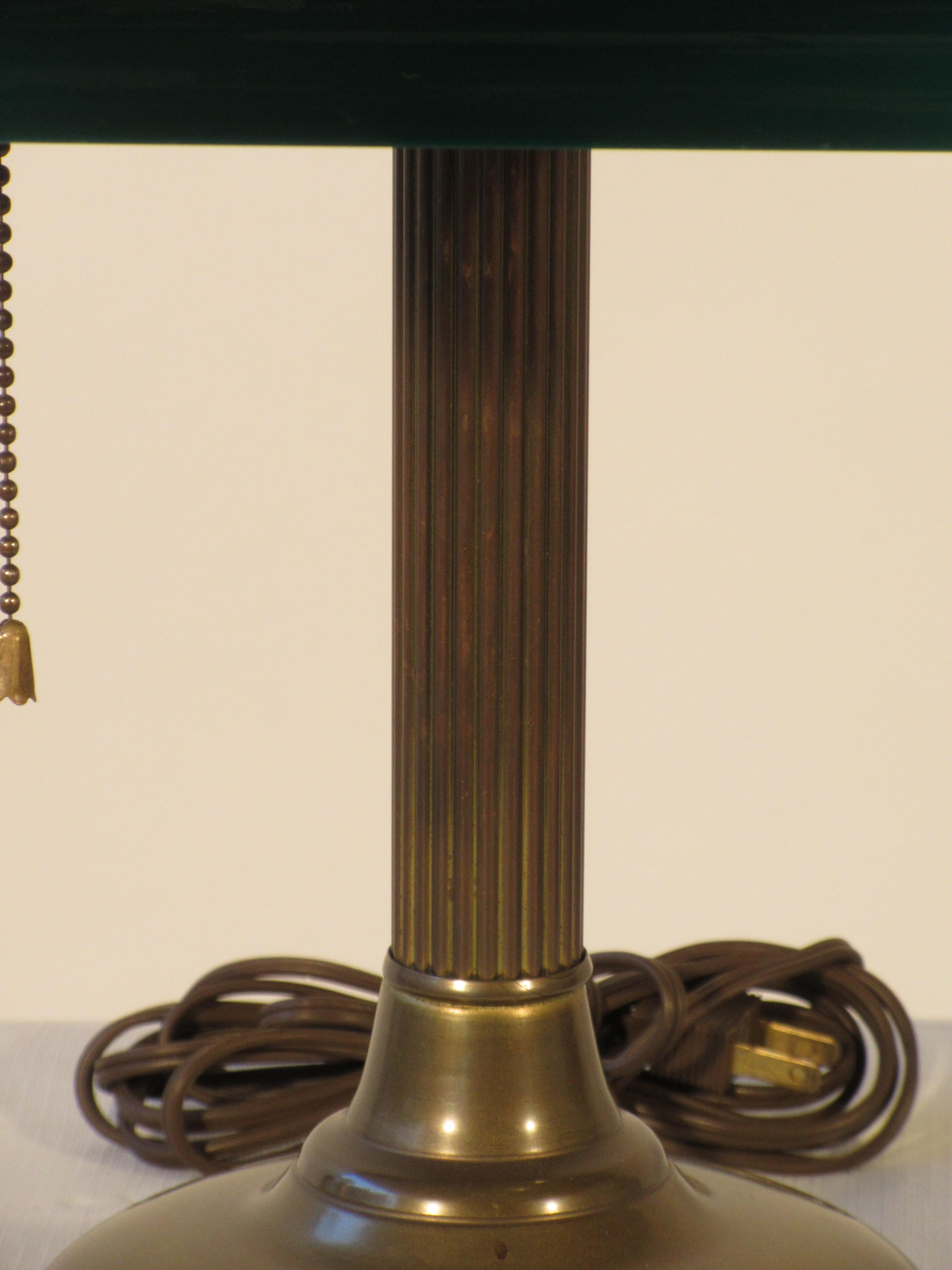 1950s Emerald Glass and Brass Desk Lamp 2