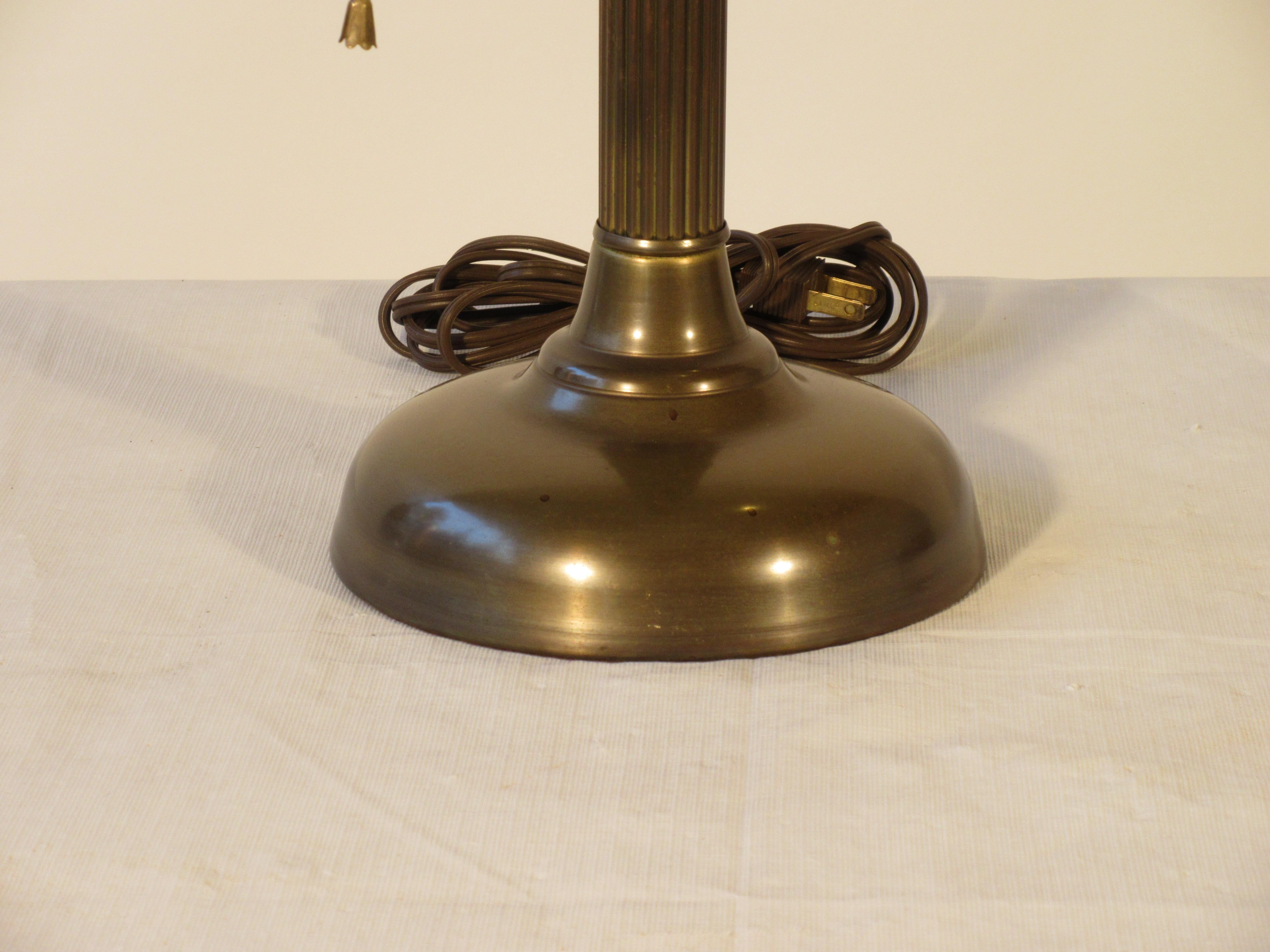 1950s Emerald Glass and Brass Desk Lamp 4