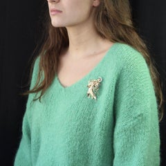 1950s Emerald Ruby Diamonds 18 Karat Yellow Gold Bird of Paradise