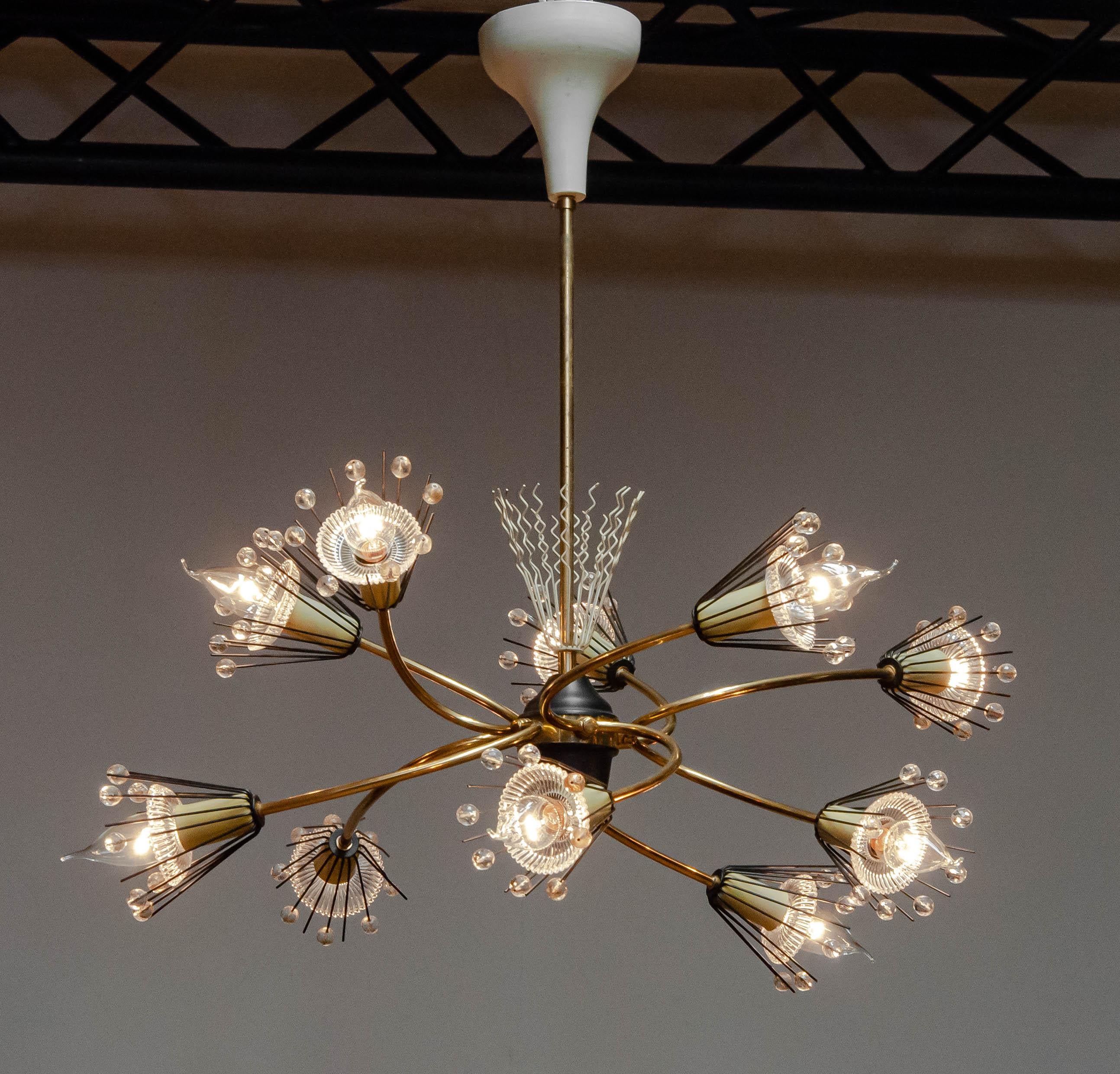 Mid-Century moderno Lampadario scultoreo 'Pyra' di Emil Stejnar del 1950 di Rupert Nikoll Vienna Austria in vendita