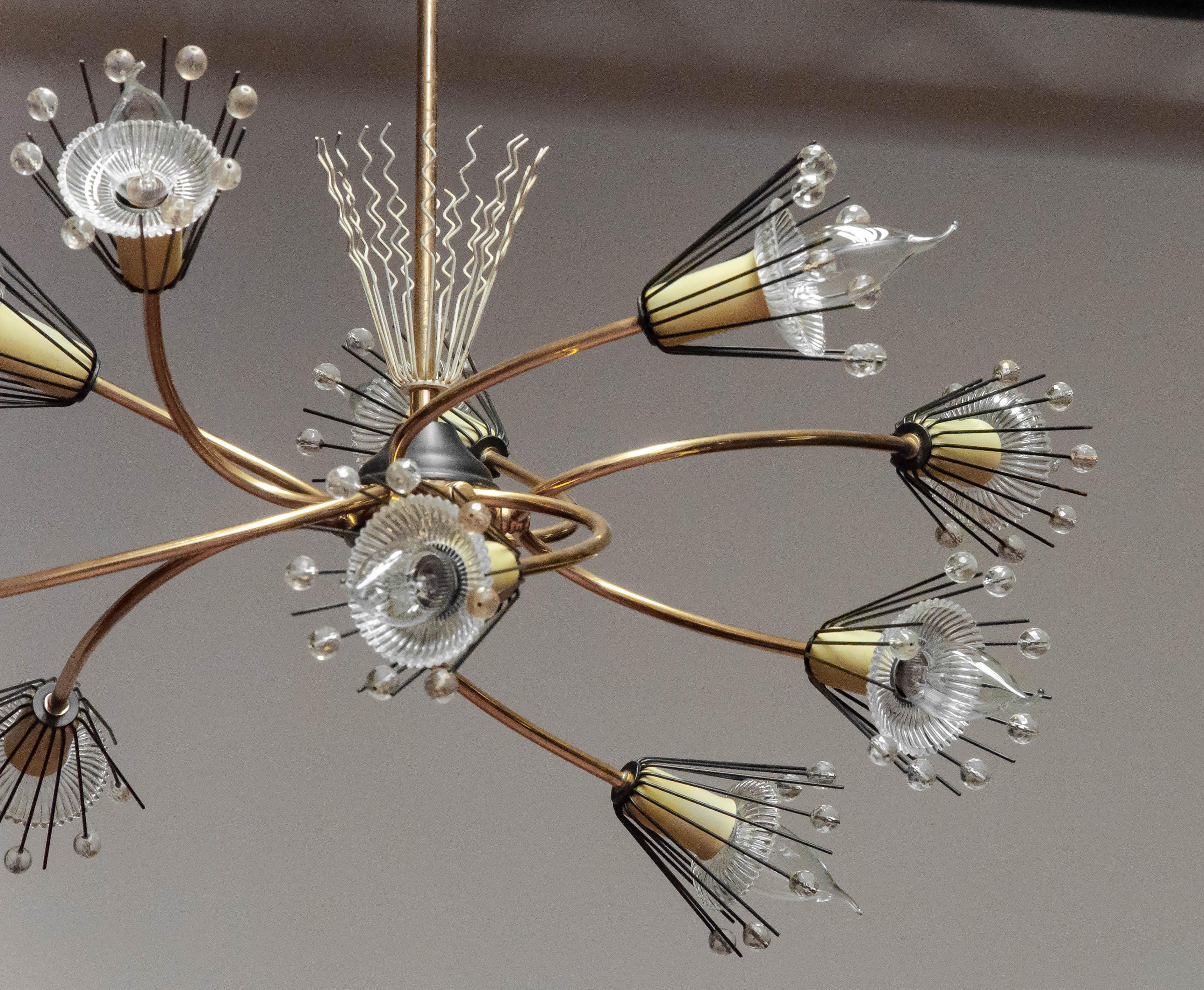Metallo Lampadario scultoreo 'Pyra' di Emil Stejnar del 1950 di Rupert Nikoll Vienna Austria in vendita