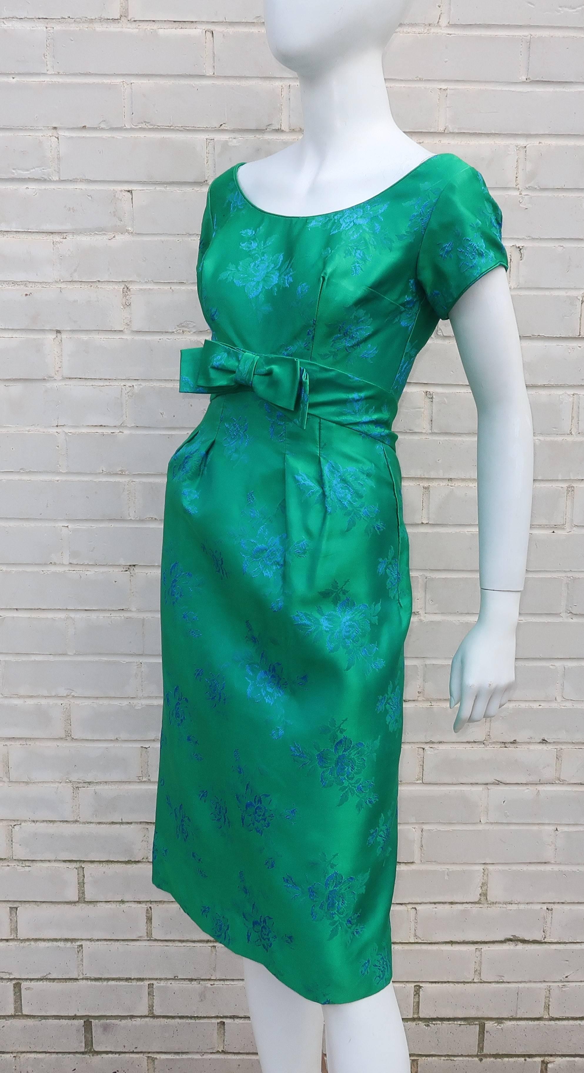 Emma Domb Blue and Green Party Dress, 1950s  In Excellent Condition In Atlanta, GA