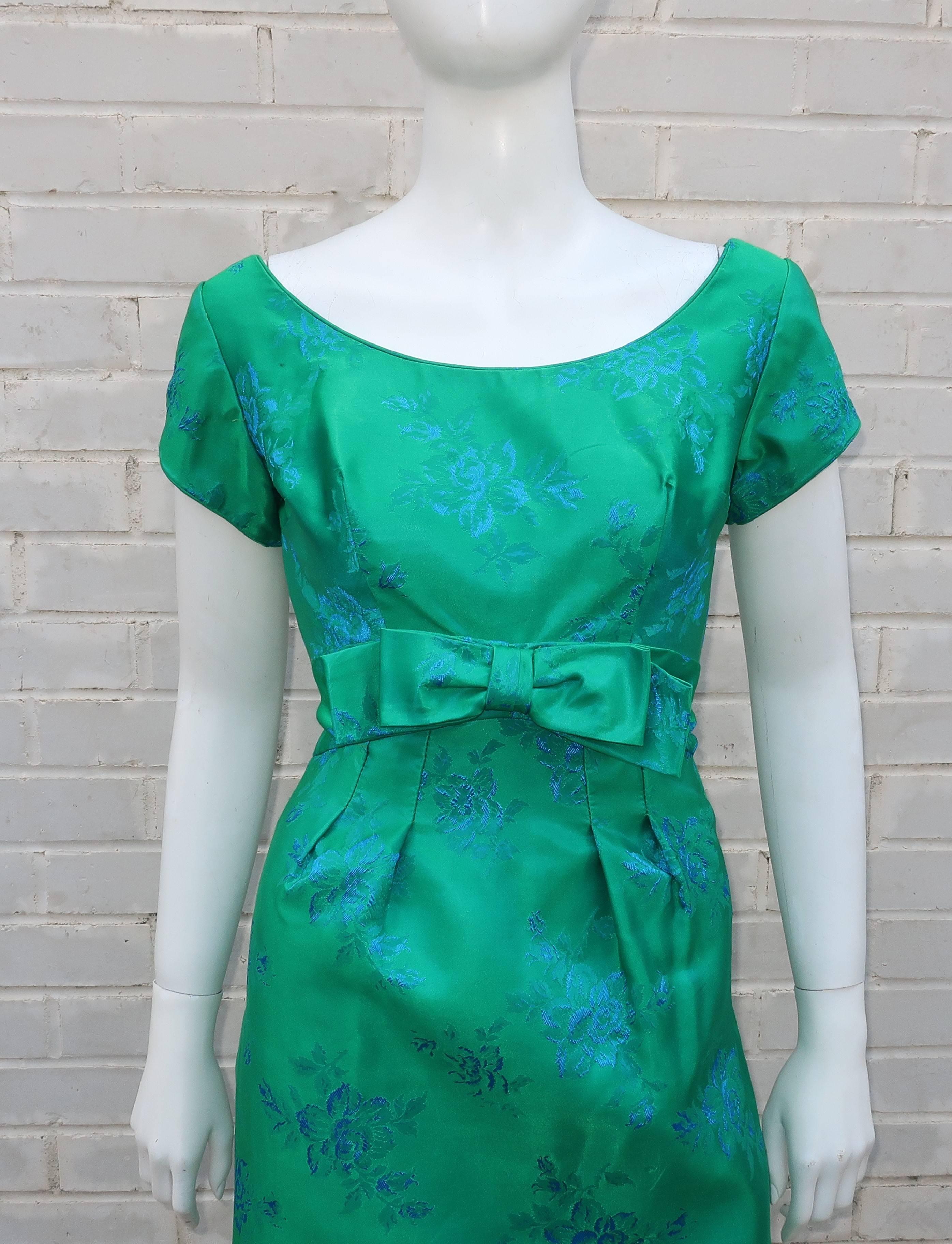 Women's Emma Domb Blue and Green Party Dress, 1950s 