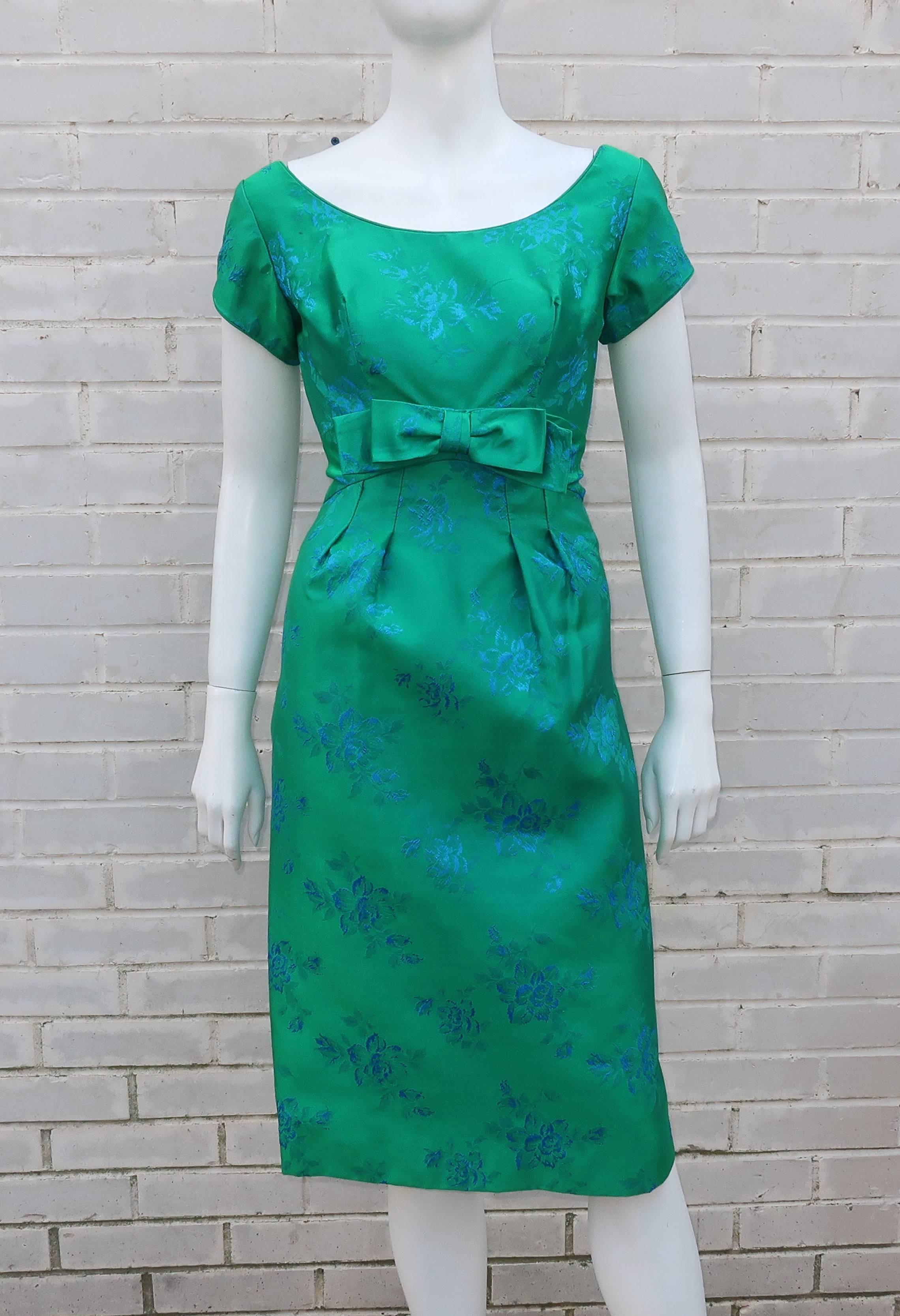 Emma Domb Blue and Green Party Dress, 1950s  2