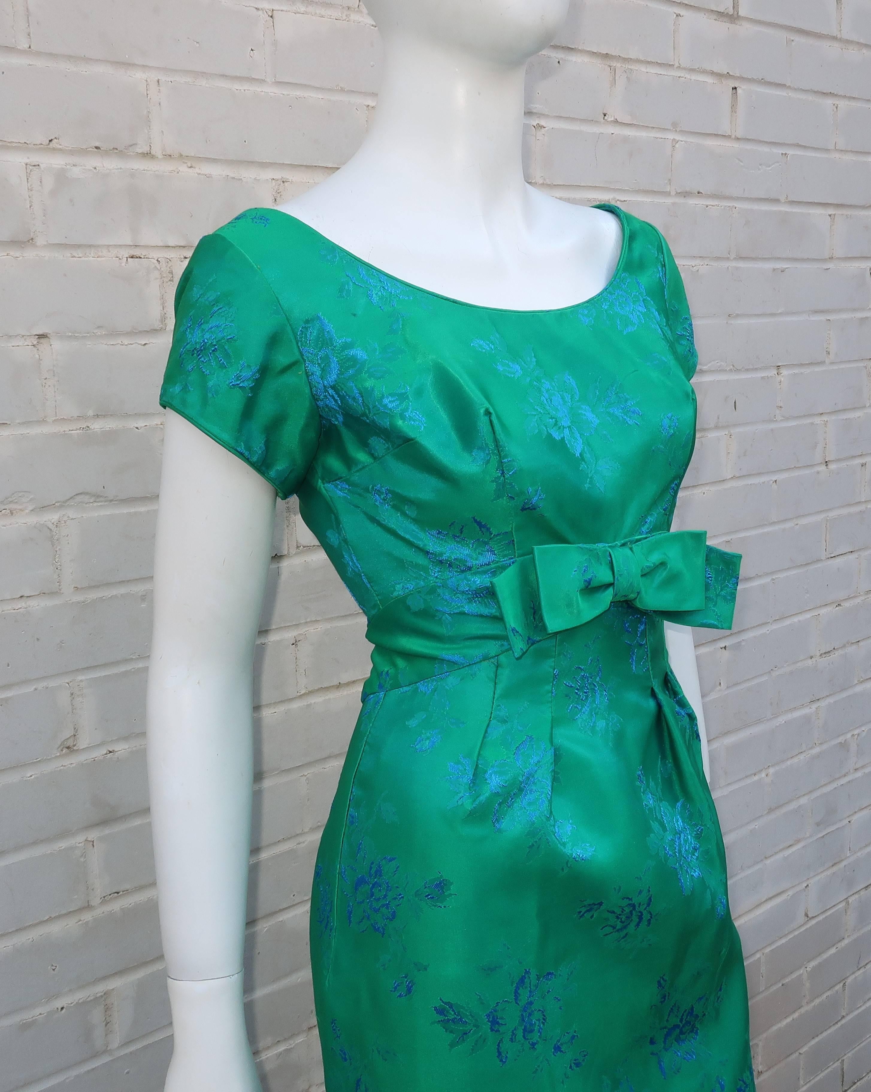 Emma Domb Blue and Green Party Dress, 1950s  3