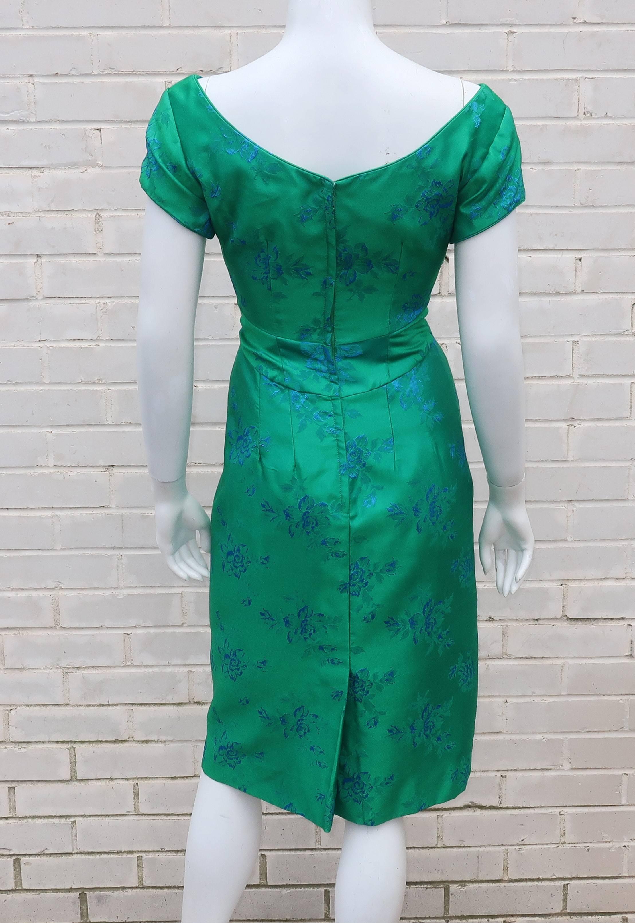 Emma Domb Blue and Green Party Dress, 1950s  5