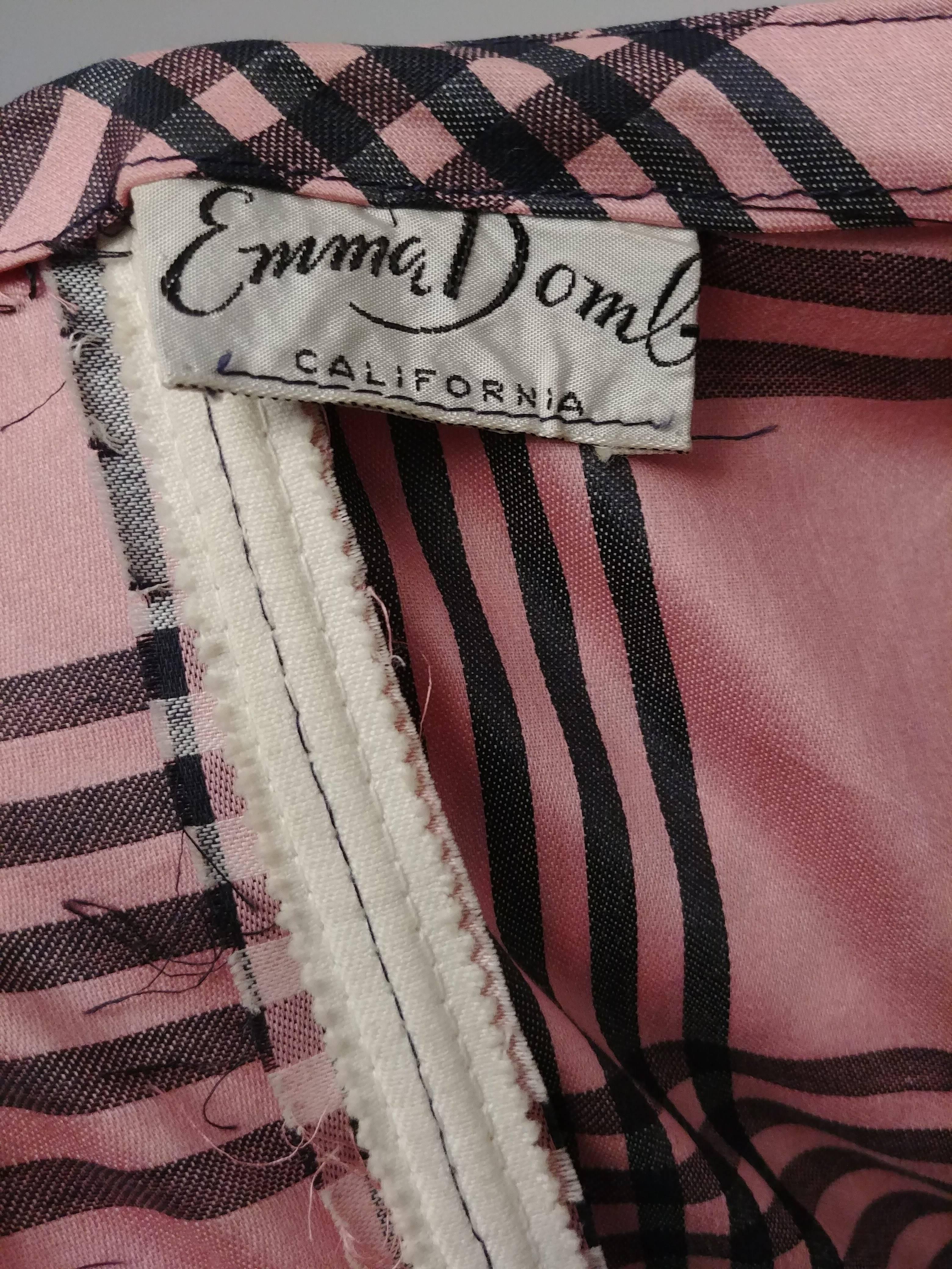 1950s Emma Domb Pink Plaid Party Dress In Good Condition In San Francisco, CA