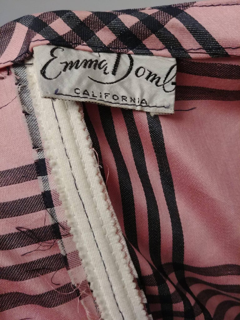 1950s Emma Domb Pink Plaid Party Dress In Good Condition For Sale In San Francisco, CA