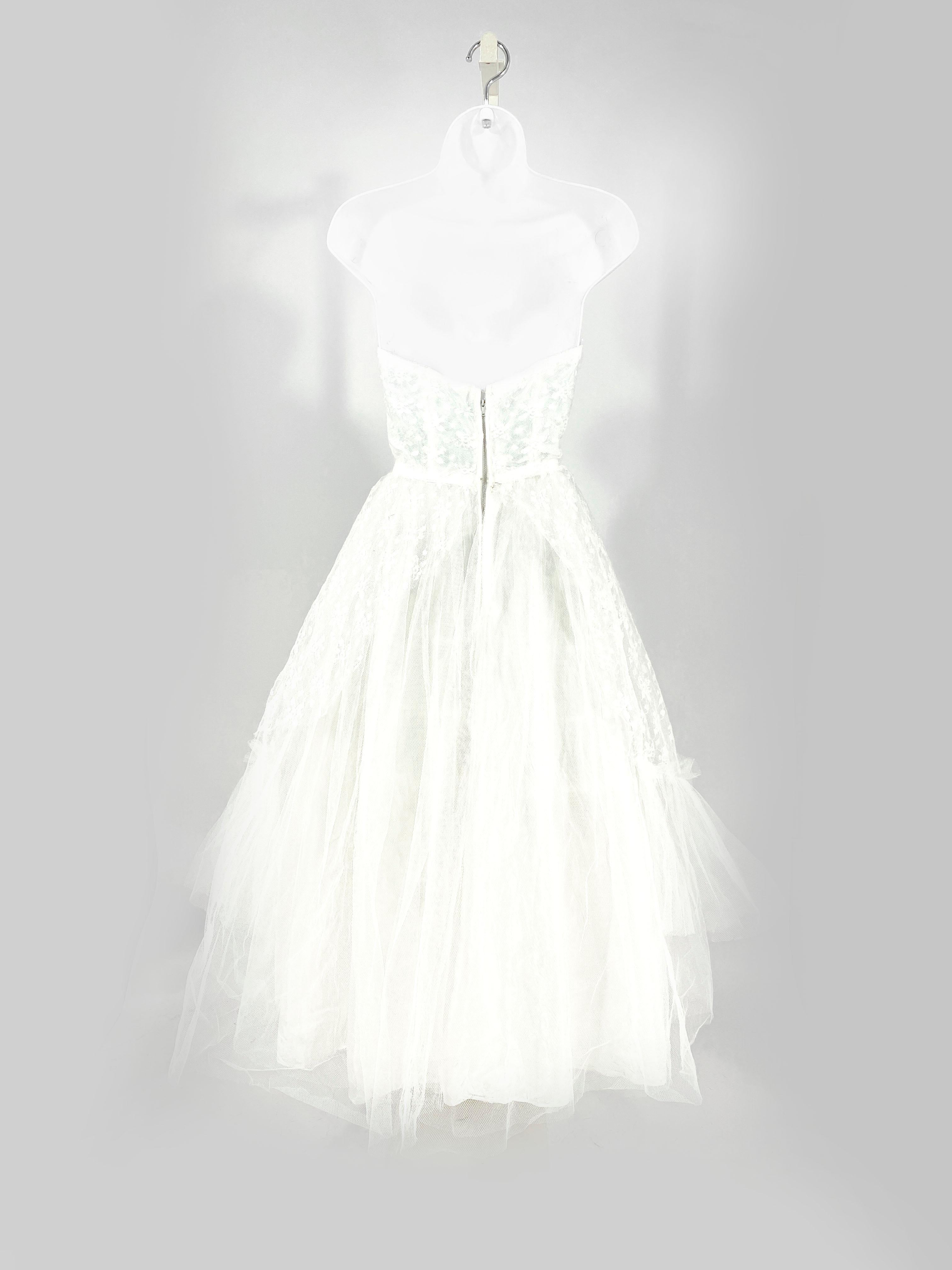1950s white prom dress