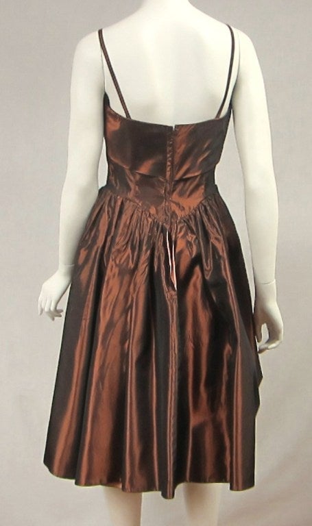 Brown 1950s Emma Domb Dress - Wiggle  Metallic Copper Vintage  For Sale