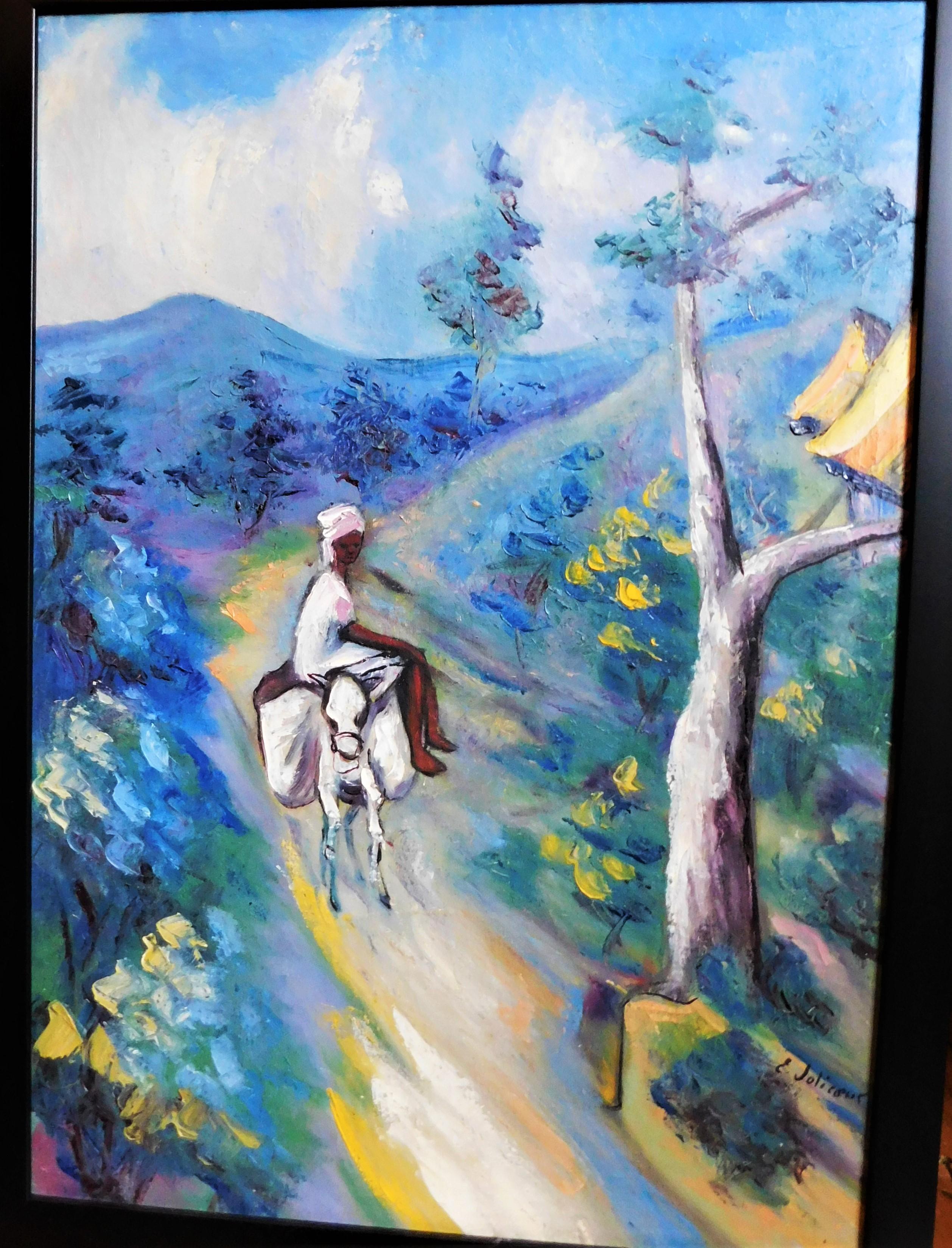 1950's Emmanuel Jolicoeur 'Haitian born 1928' Oil on Canvas Signed Framed In Good Condition In Hamilton, Ontario