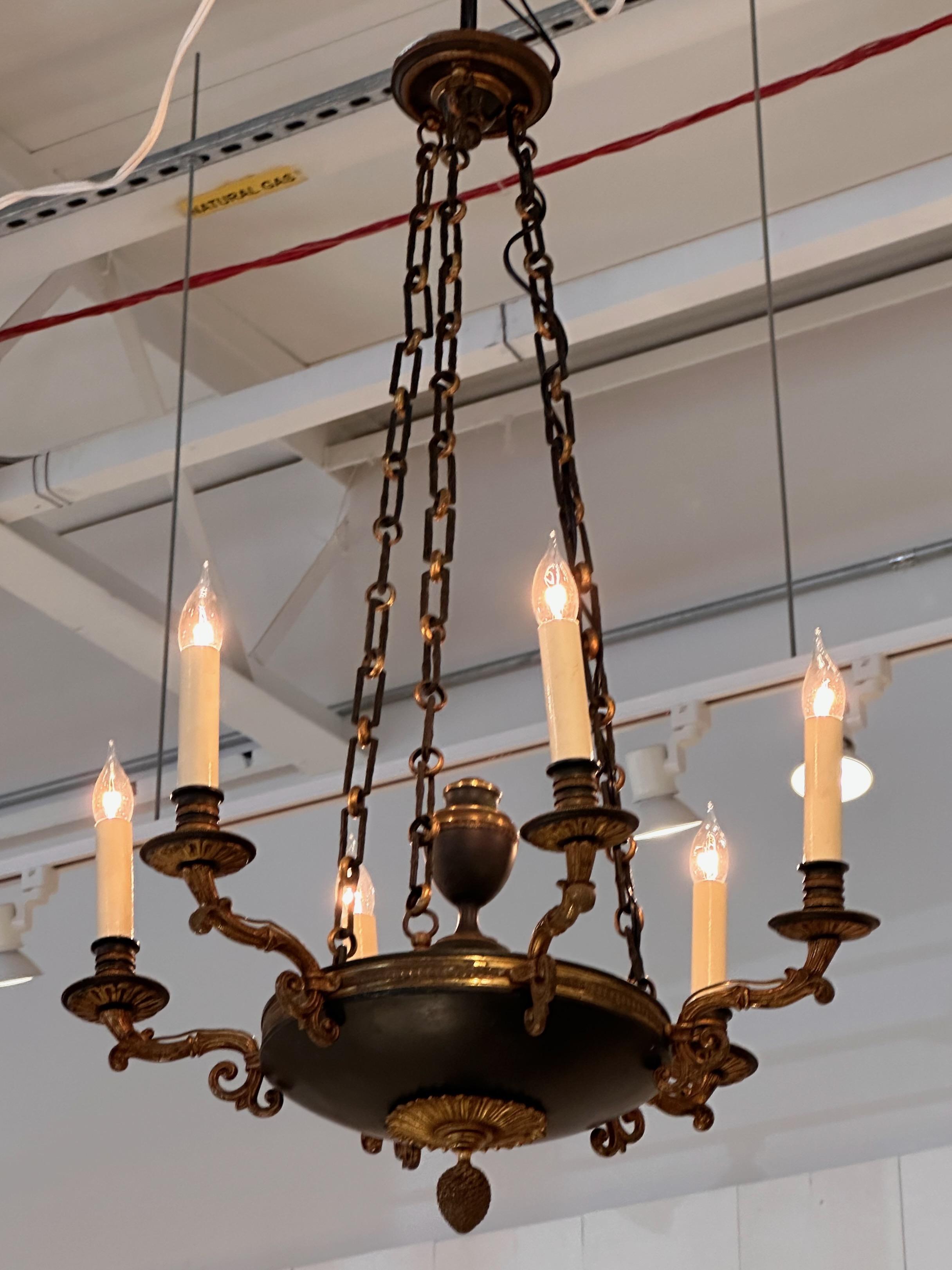Mid-20th Century 1950s Empire Black Metal Chandelier For Sale