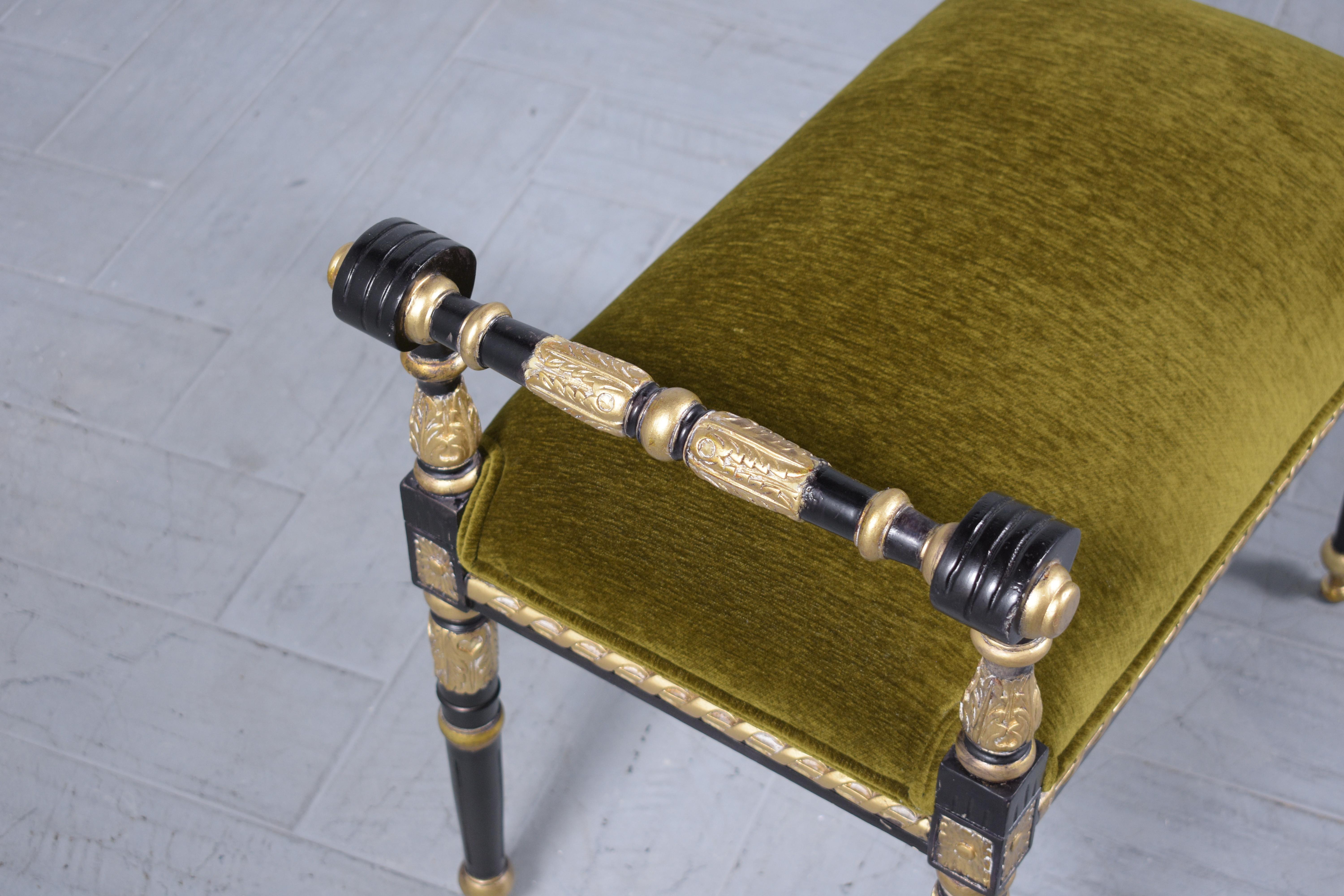 Upholstery 1950s Empire Style Mahogany Bench