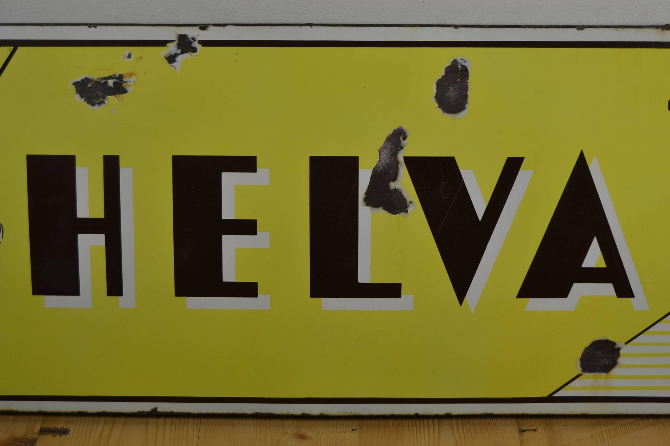 1950s Enamel Advertising Sign Helva Watches Switzerland 1