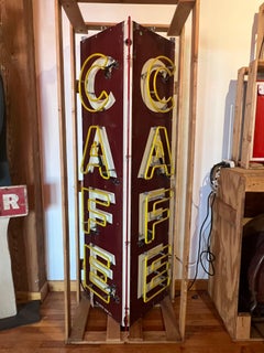 1950’s Enamel and Neon Corner Sign Cafe