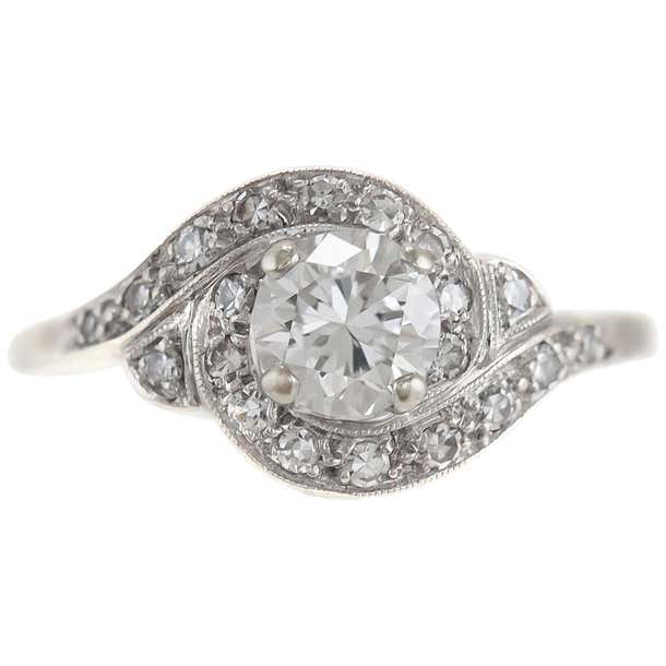 1950s Engagement Ring with Spiral Setting For Sale at 1stDibs