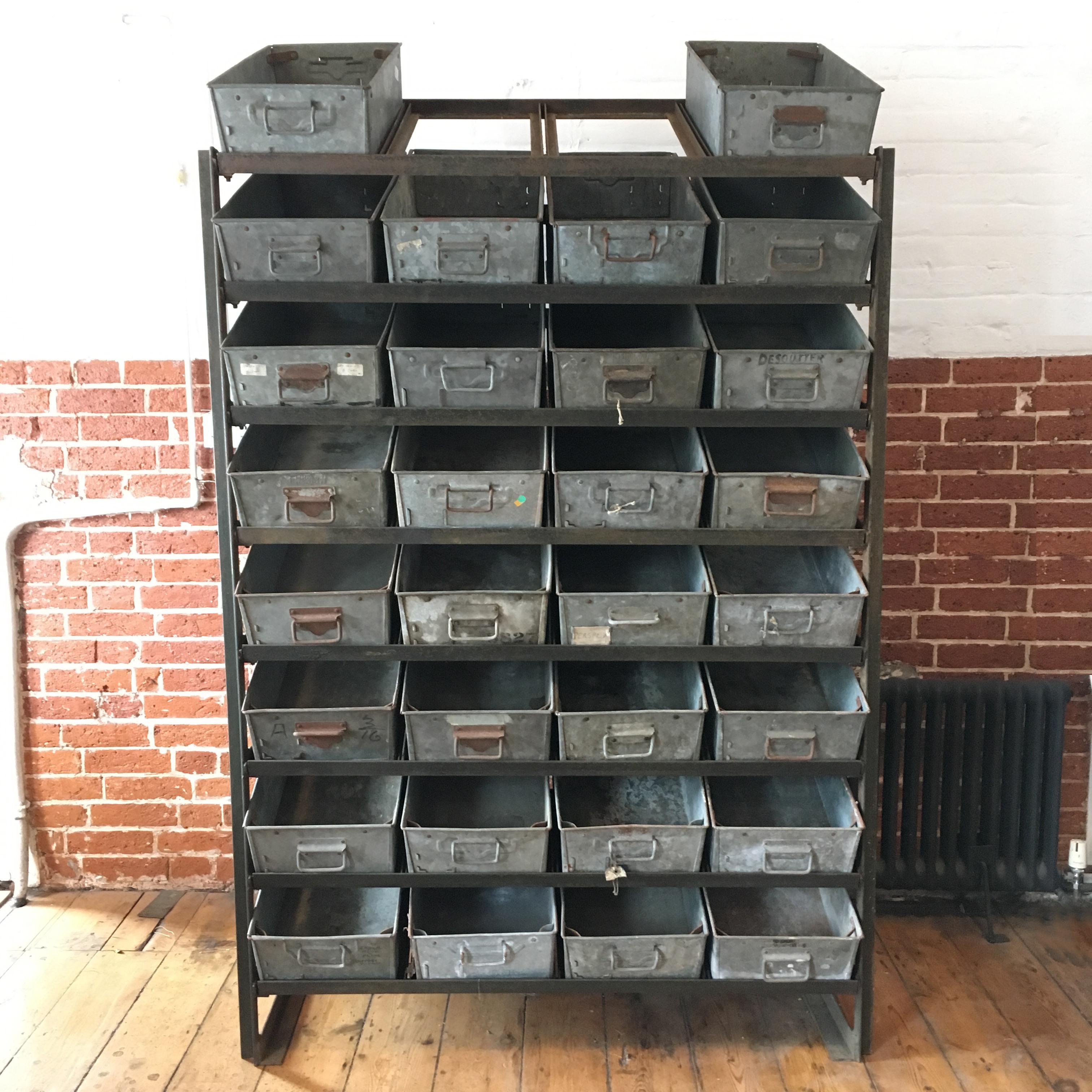 British 1950s Engineers Storage Racking with Drawers