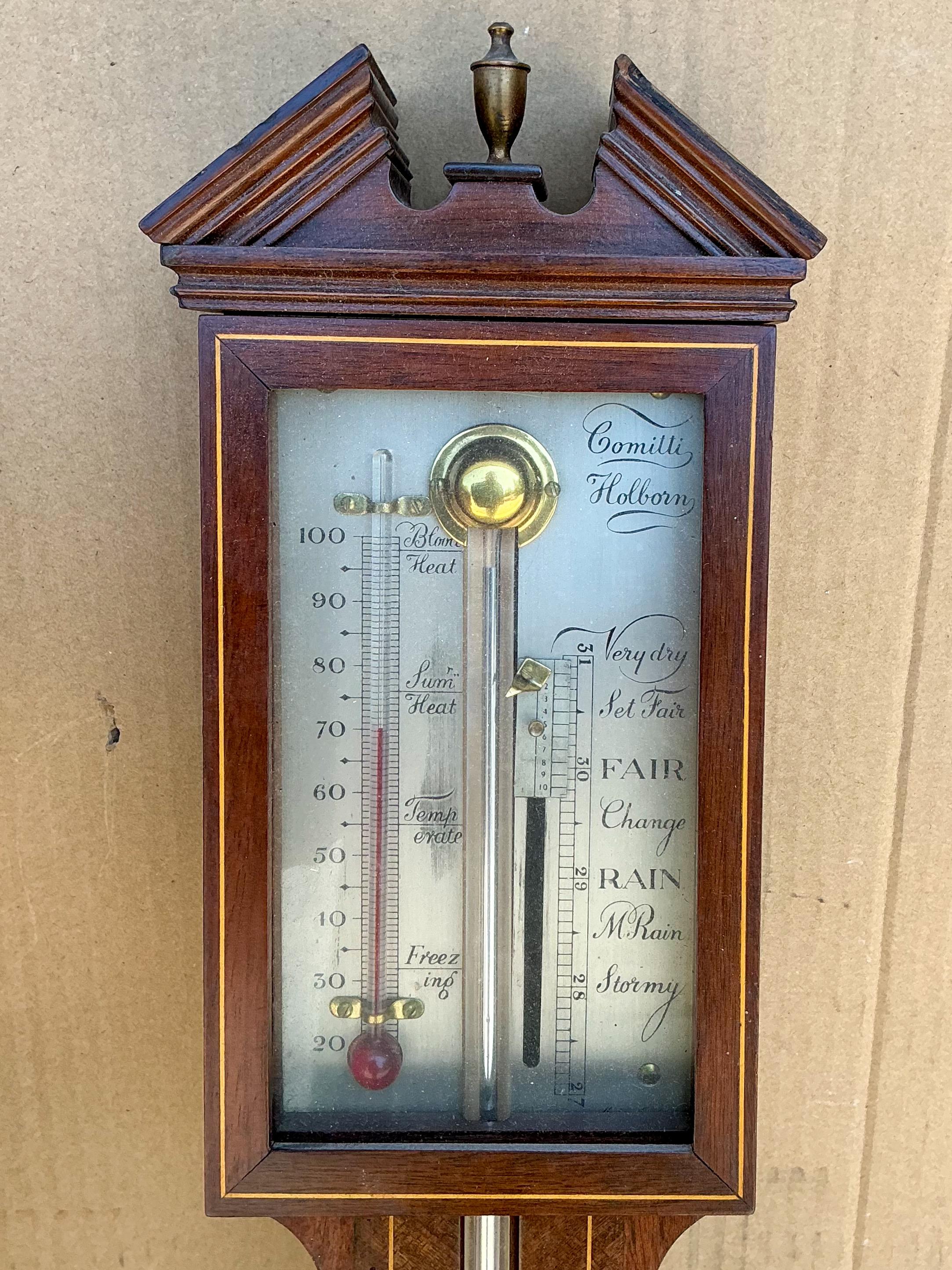 20th Century 1950s English Abercrombie & Fitch Georgian Style Mahogany Stick Barometer