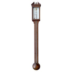 1950s English Abercrombie & Fitch Georgian Style Mahogany Stick Barometer