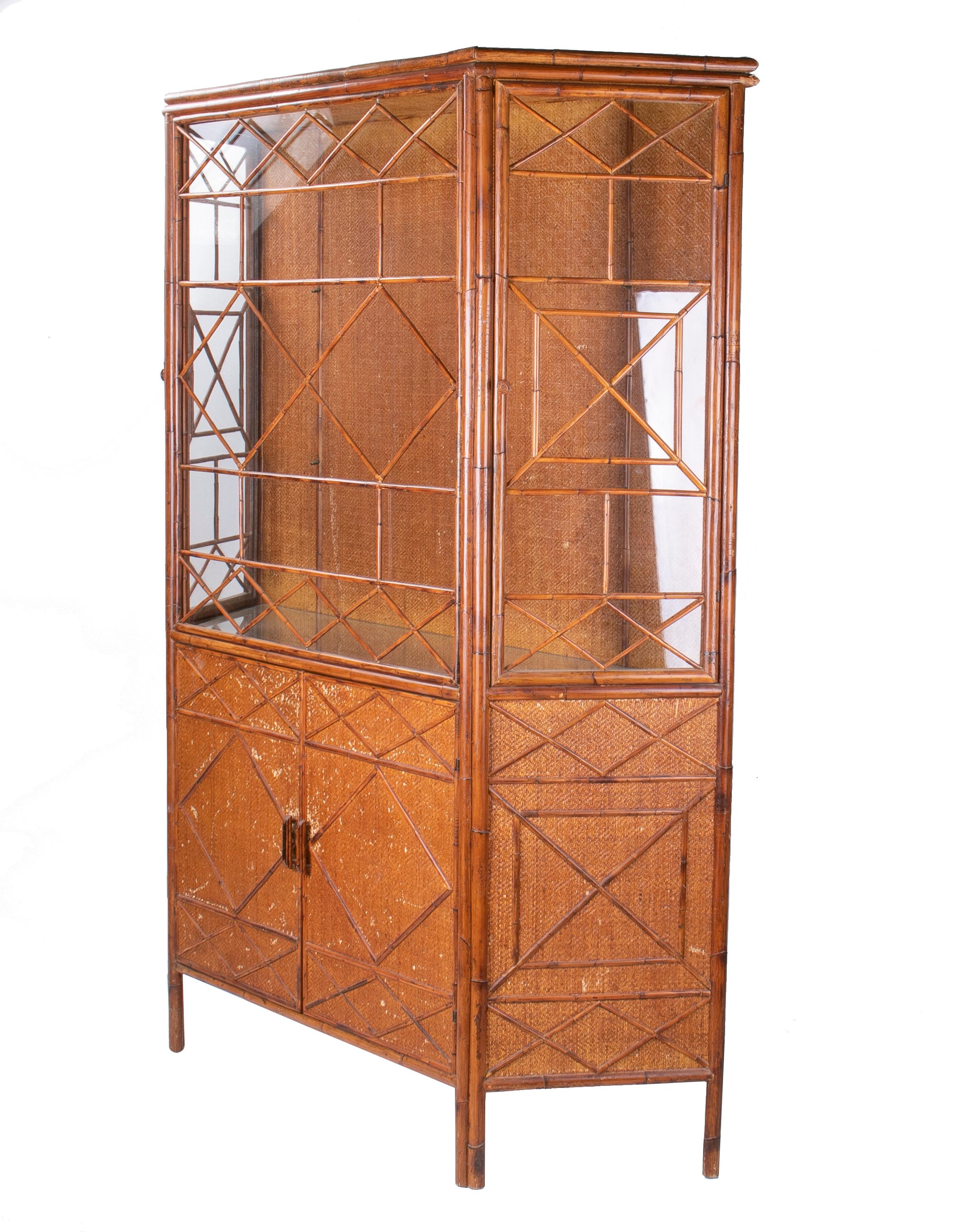 bamboo glass cabinet