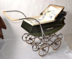 1950s English Bilt-Rite Park Avenue Baby Carriage Chrome Pram Stroller Buggy