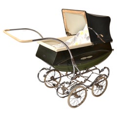 1950s English Bilt-Rite Park Avenue Baby Carriage Chrome Pram Stroller Buggy