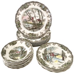 1950'S English Dinnerware "Friendly Village" S/17 By, Johnson Brothers