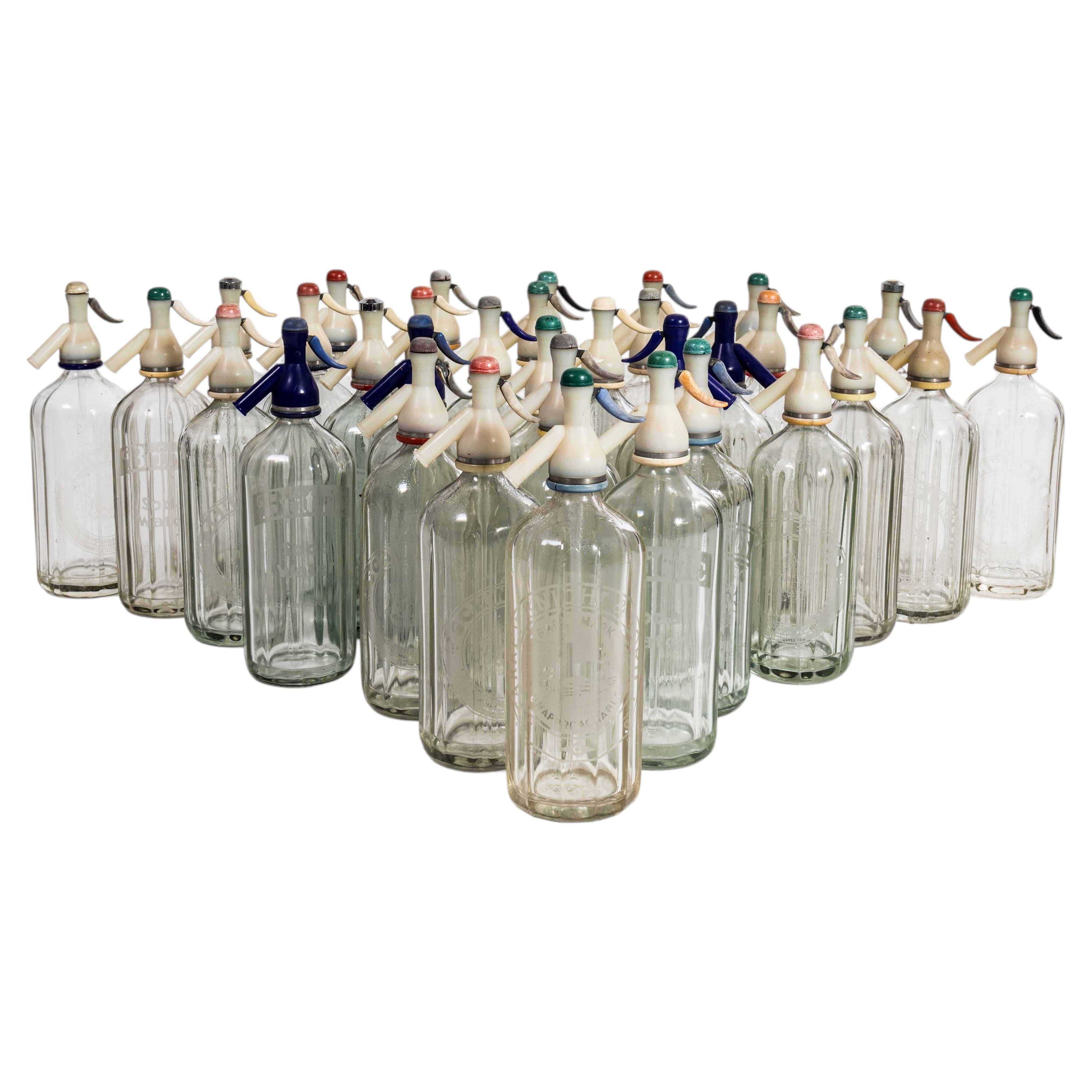 1950's English Etched Glass Soda Siphon Bottles