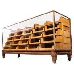 Used 1950's English Haberdashery Brass Frame Display Cabinet - Twenty Five Drawers