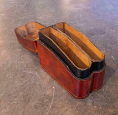 1950s English Leather Card Box with Compartments