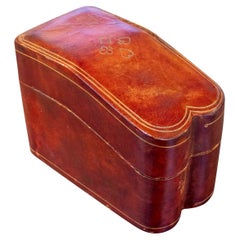 1950s English Leather Card Box with Compartments