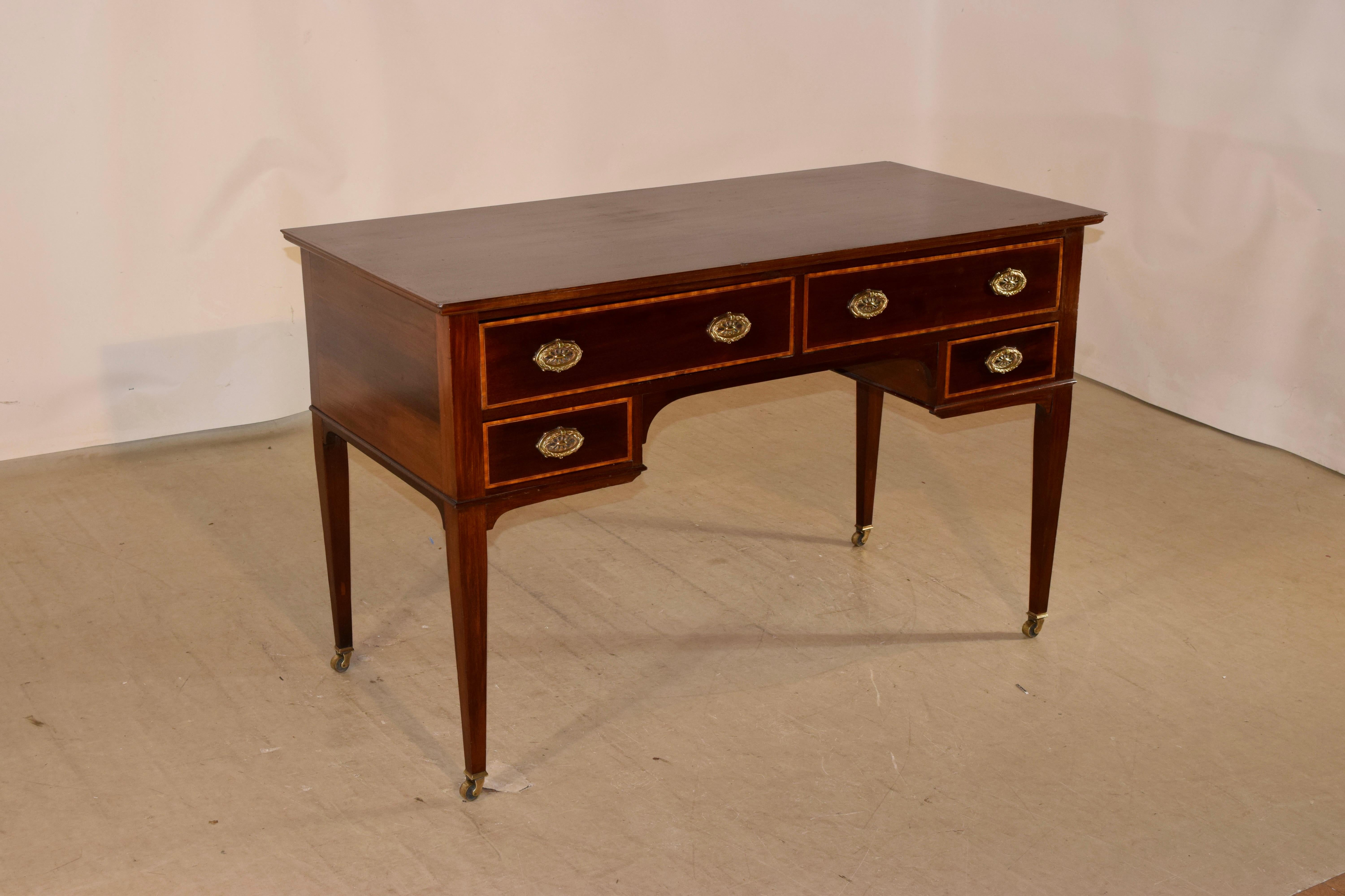 1950's English Mahogany Desk In Good Condition In High Point, NC
